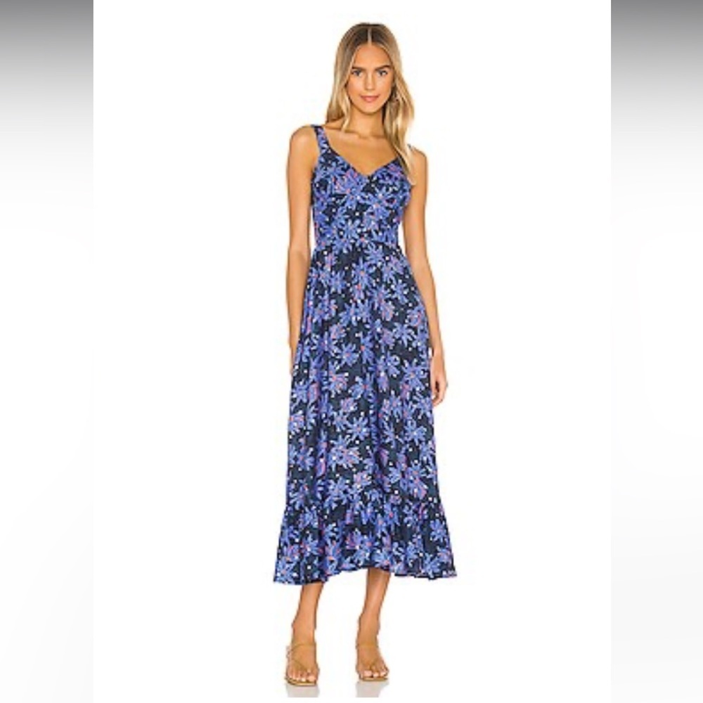 Sabina Musayev Bliss Dress‎ in Blue Floral Midi Style Revolve Style Womens Large
